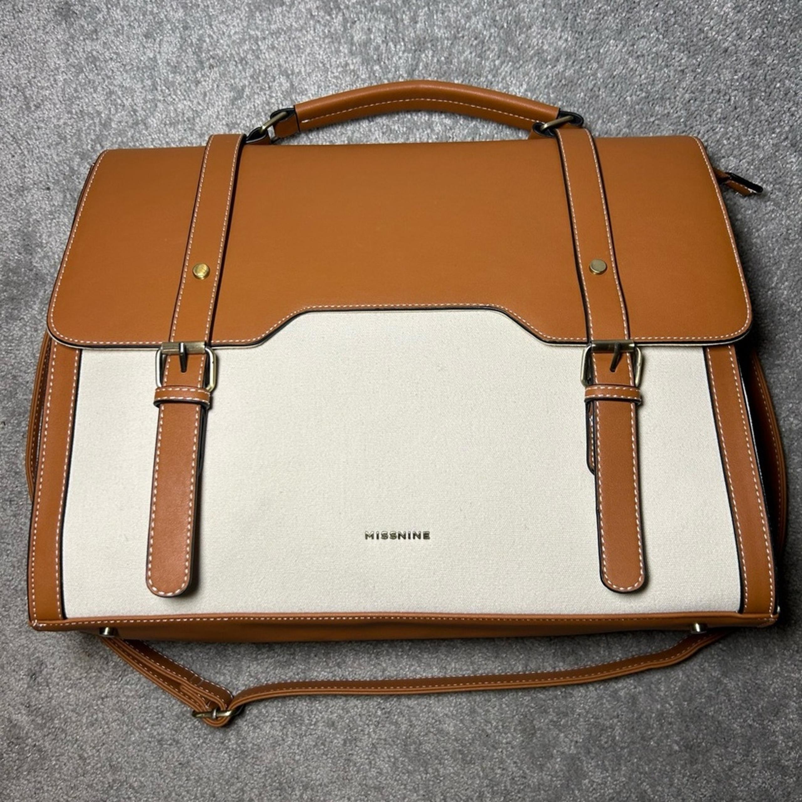 MISSNINE Structured Canvas & Vegan Leather Satchel Bag