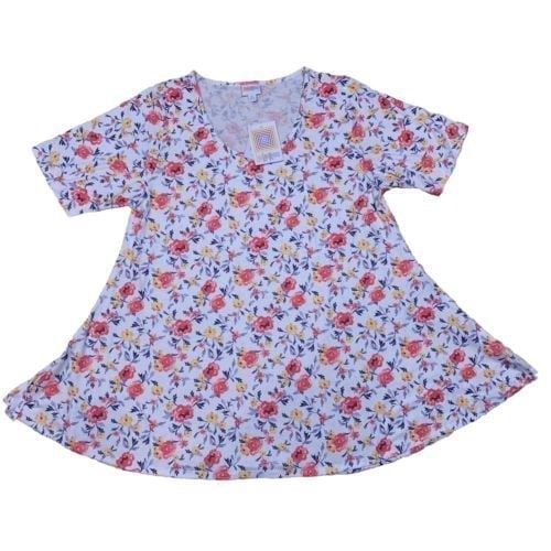 LuLaRoe Womens Top 2XL Perfect T Pink Roses Floral 2X XXL NWT Decade New Release