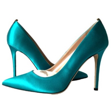 NIB SJP by Sarah Jessica Parker Fawn Satin Pumps EU 39.5 US 8.5 Turquoise 100mm