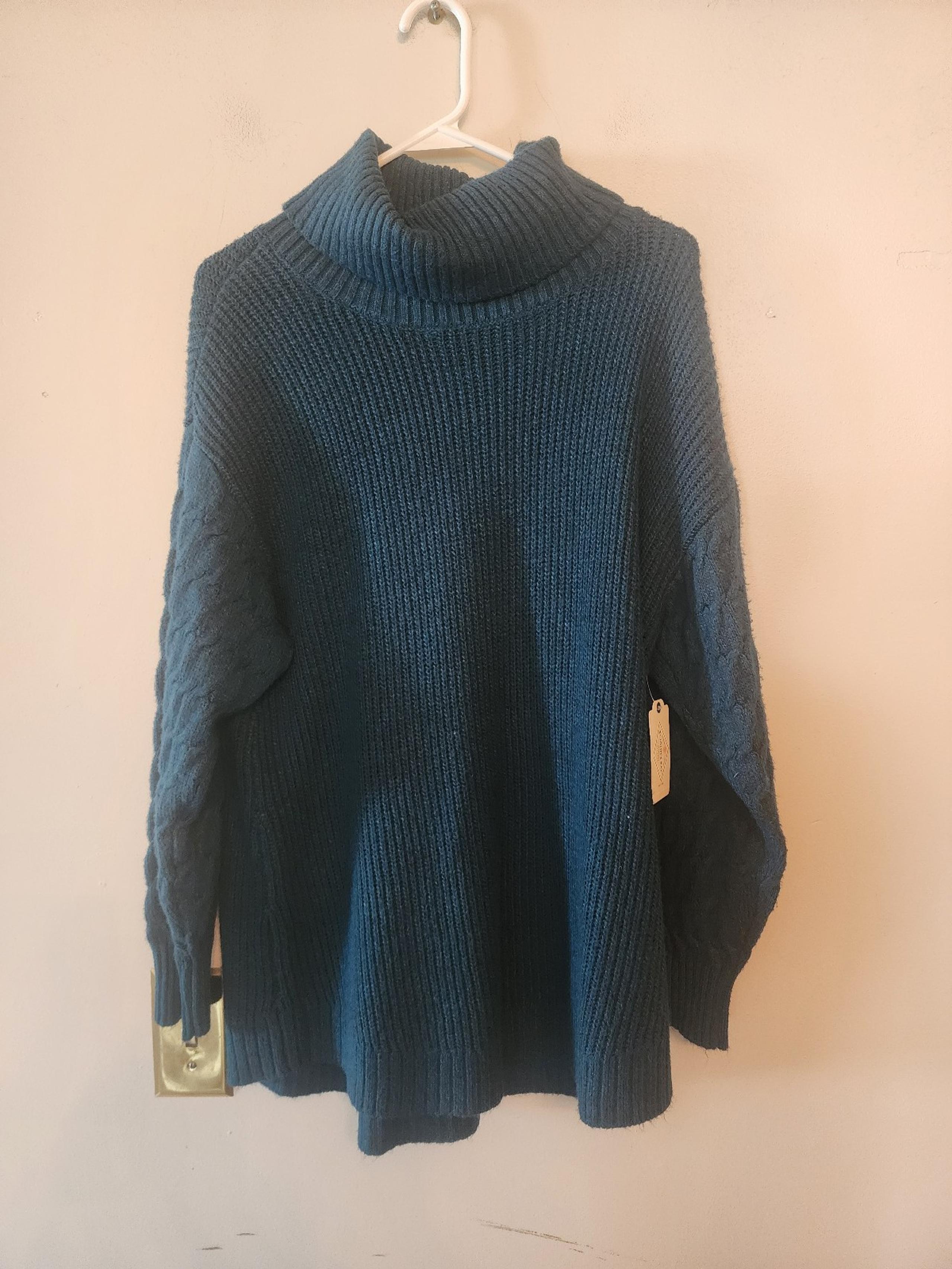 St Johns Bay Active Womens Tunic Sweater Cowl Neck size pxl Texas teal