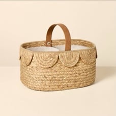 Hearth & Hand Magnolia Natural Woven Scalloped Baby Diaper Caddy