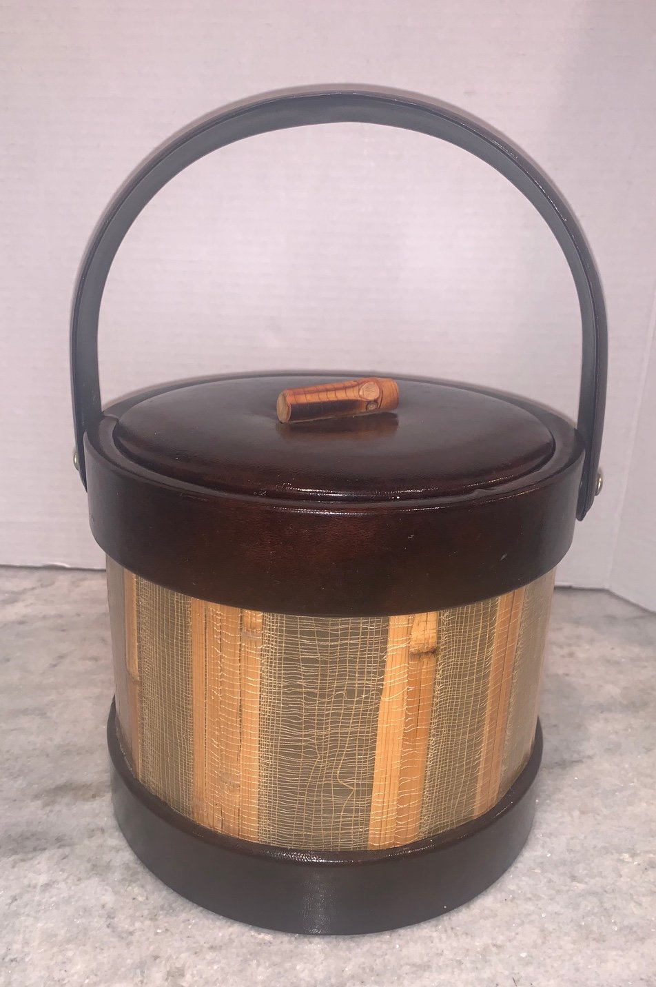 Vintage Georges Briard Ice Bucket Bamboo Cocktail Cart