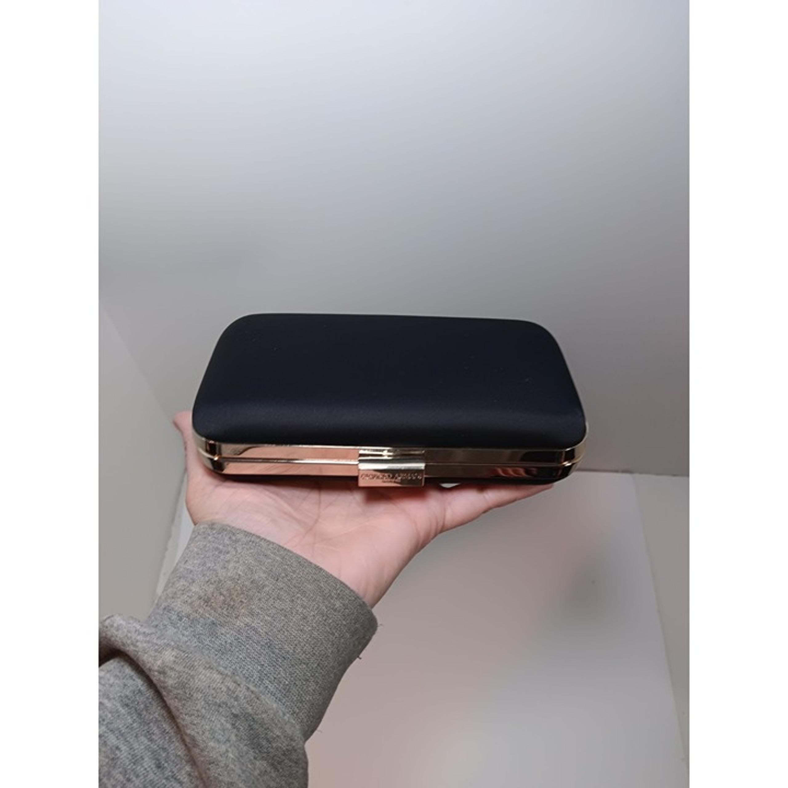 Giorgio Armani Parfums Matte Black Cosmetics Satin Snap Clutch Purse Case