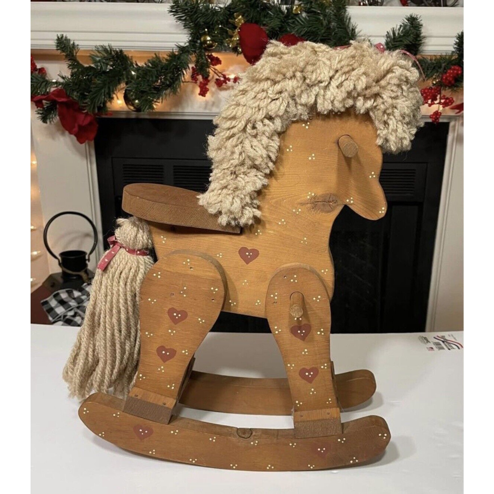 Vintage Antique Solid Wood Rocking Horse 17