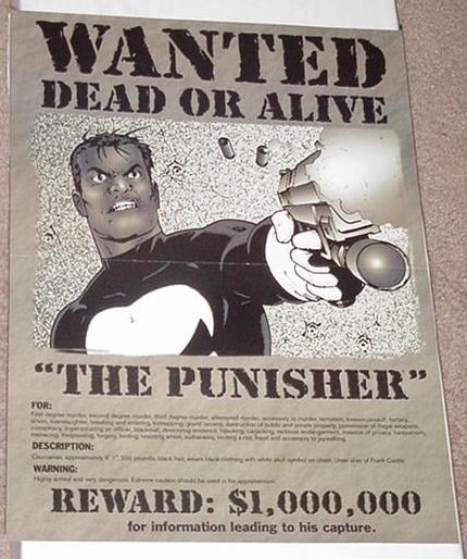 Punisher Poster Wanted: Dead or Alive by Steve Dillon RARE!
