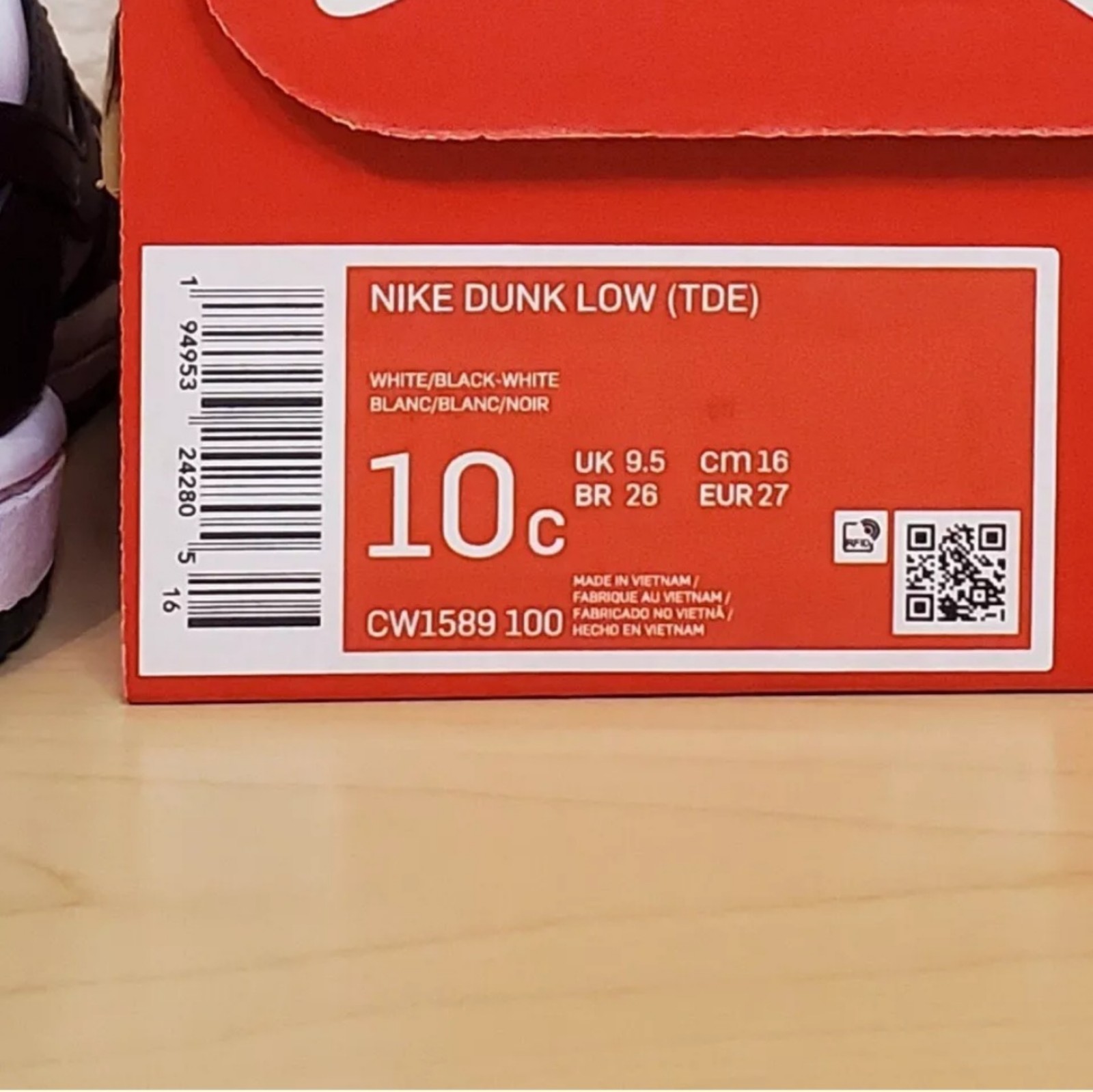 Nike Dunk Low (TDE) Size 10c Toddler Panda Black White