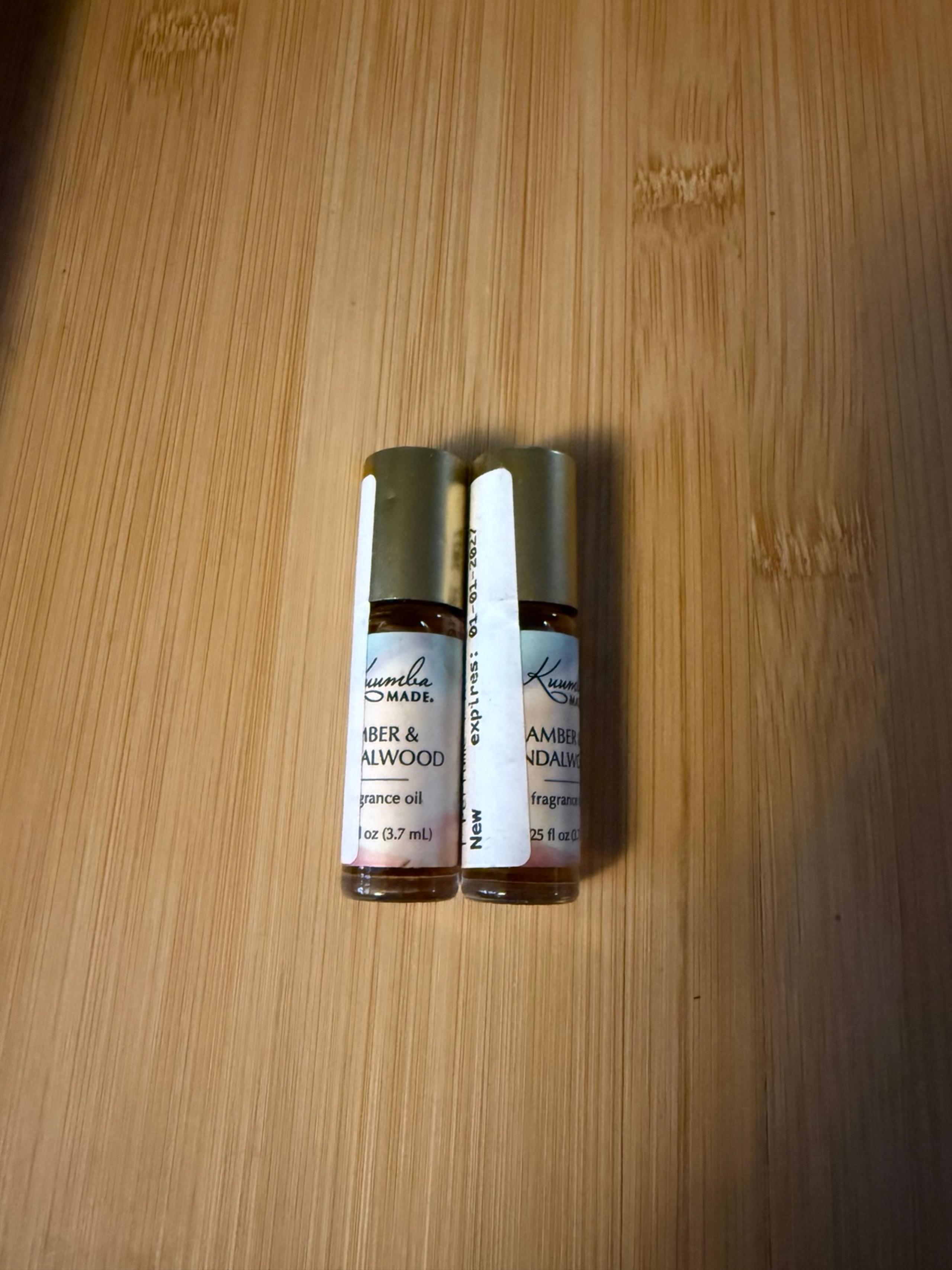Kuumba Made Amber & Sandalwood Fragrance Oil Lot Of 2