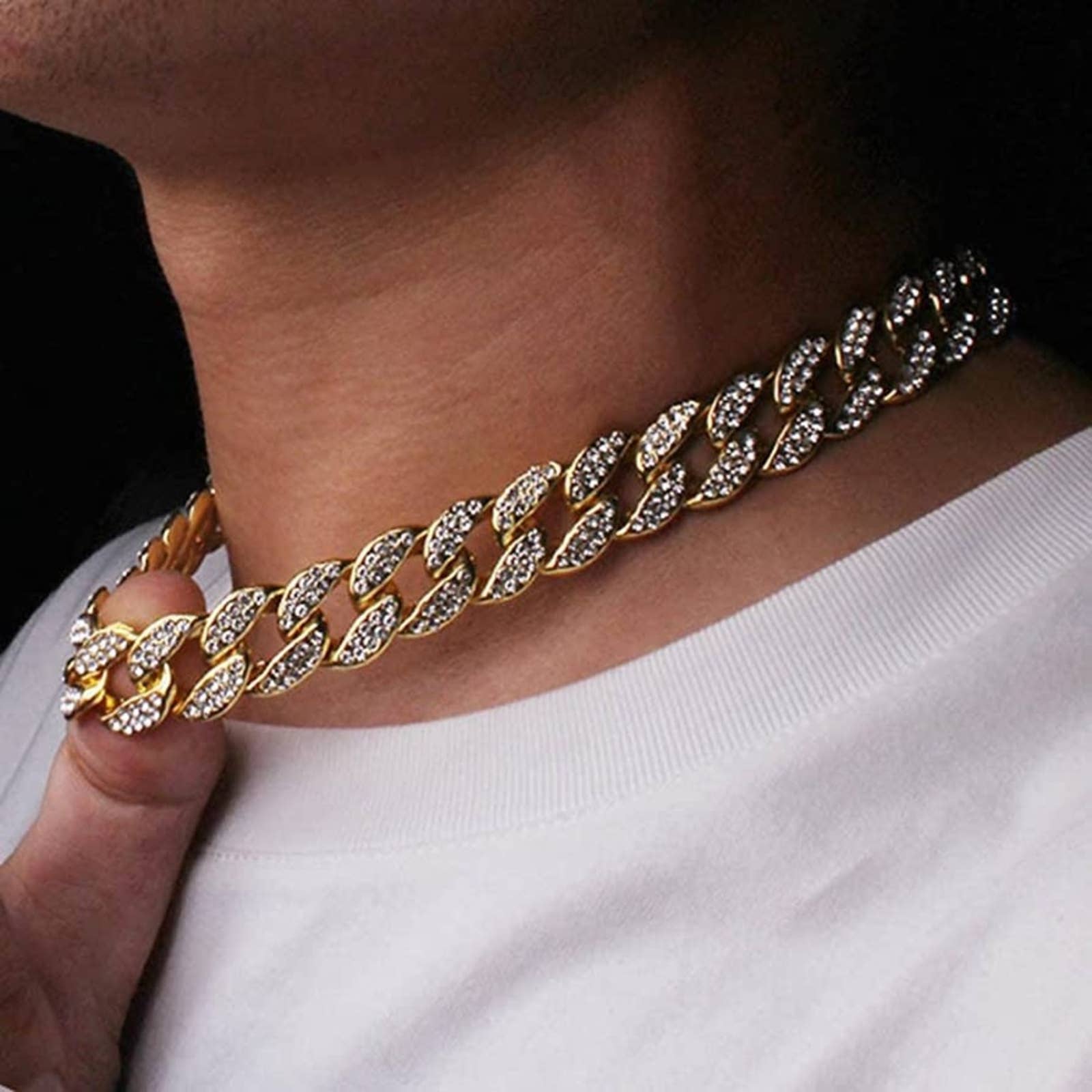 HipHop Necklace with Rhinestones 22” Length