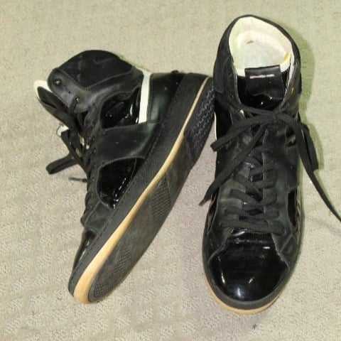 Authentic Fendi Men's Size 10 Black Leather High Top Lace-Up Sneaker Shoes