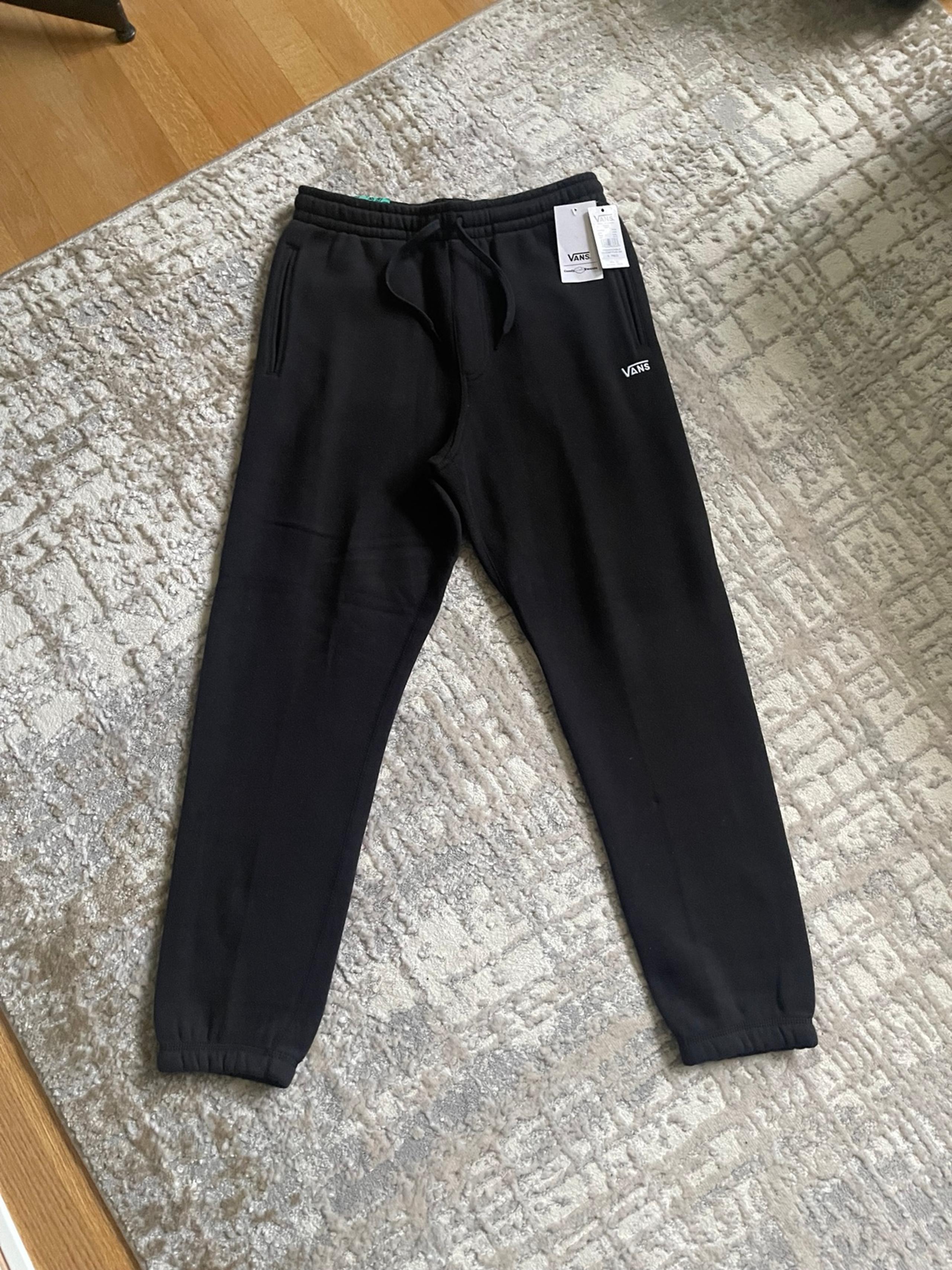 VANS Mens cush sweatpants joggers Small Relaxed Fit BLACK NEW NWT gym lounge
