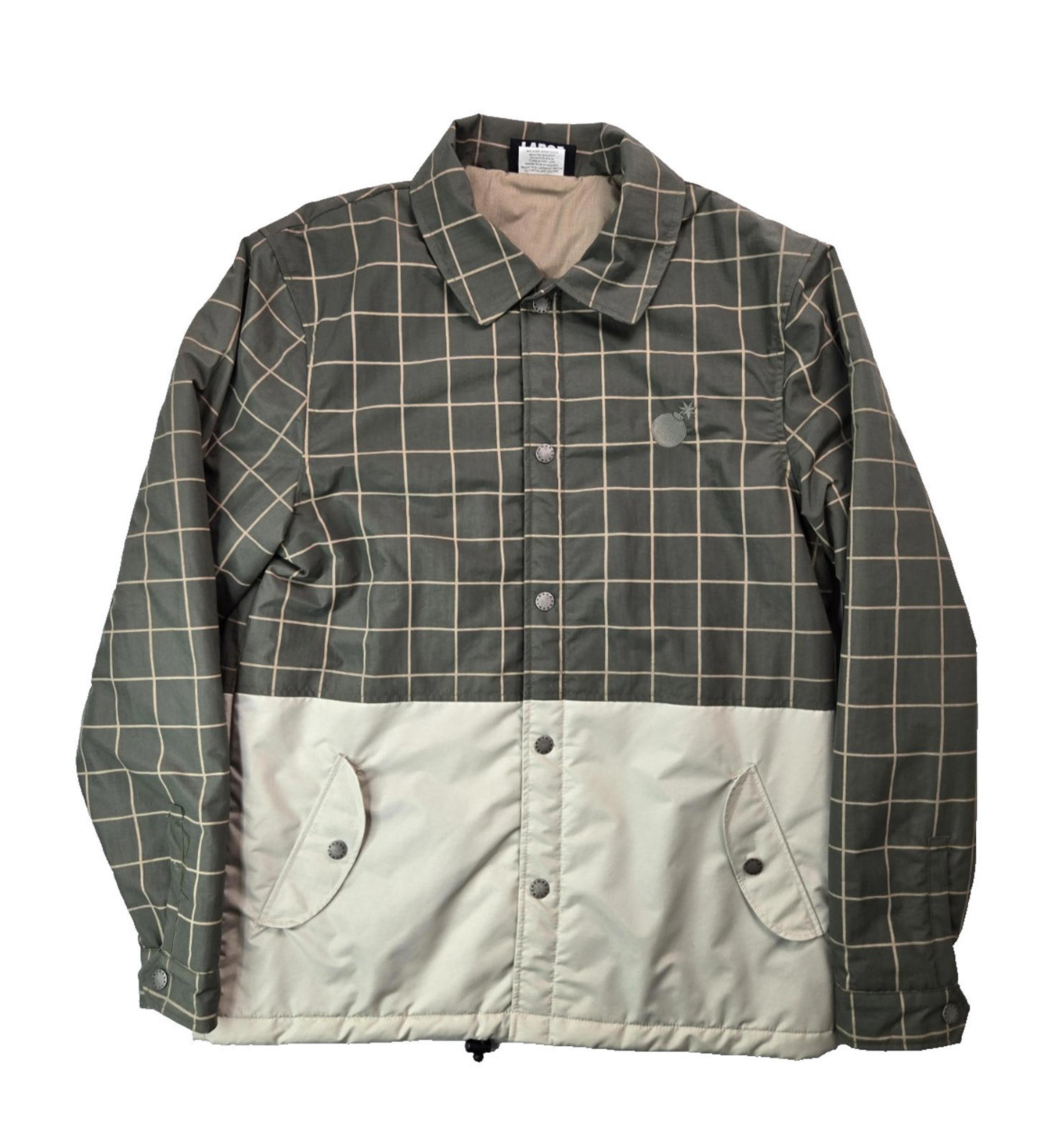 The Hundreds Green Beige Windowpane Nylon Zip Bomber Jacket Mens Large L
