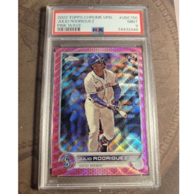 JULIO RODRIGUEZ 2022 Topps Chrome Update USC150 ROOKIE Pink Wave Refractor PSA 9