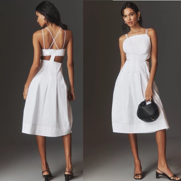 By Anthropologie Strappy Square-Neck Apron Midi Dress size 16 new with tag
