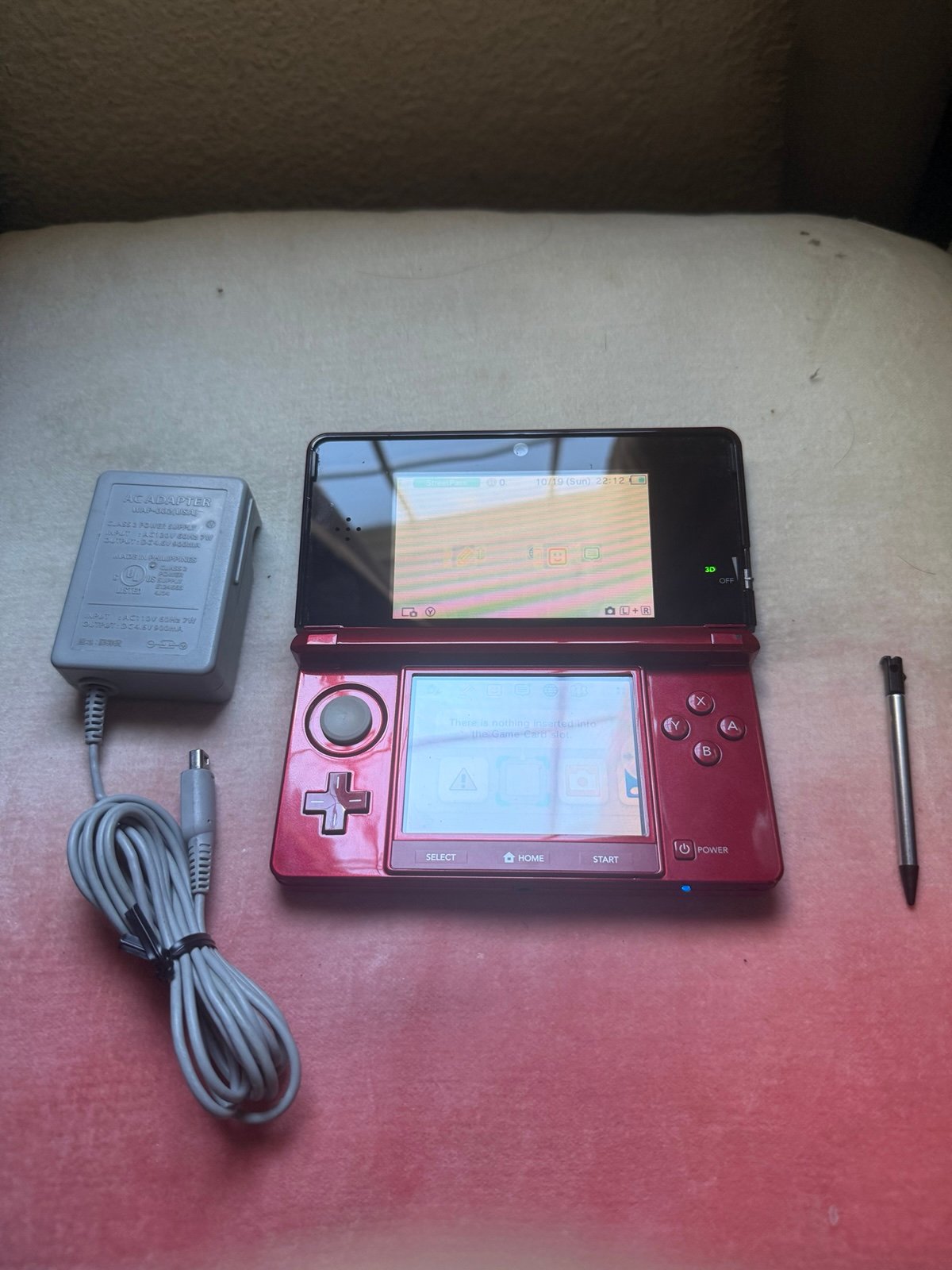 Nintendo 3DS Flame Red Handheld Console with Charger tested working