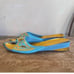 MIDDLE EASTERN SLIDES SLIPPERS Beautiful Turquoise & Gold Vintage NEW CONDITION!