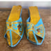 MIDDLE EASTERN SLIDES SLIPPERS Beautiful Turquoise & Gold Vintage NEW CONDITION!
