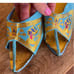 MIDDLE EASTERN SLIDES SLIPPERS Beautiful Turquoise & Gold Vintage NEW CONDITION!