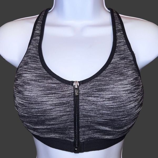 Victoria’s Secret Victoria Sport Black Front Zip Racerback Sports Bra Size 34D