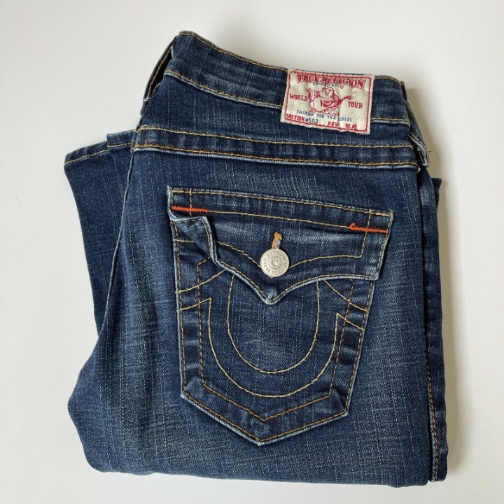 True Religion jeans women's Bridgette stone & tint Dark Wash Flare Jeans 28