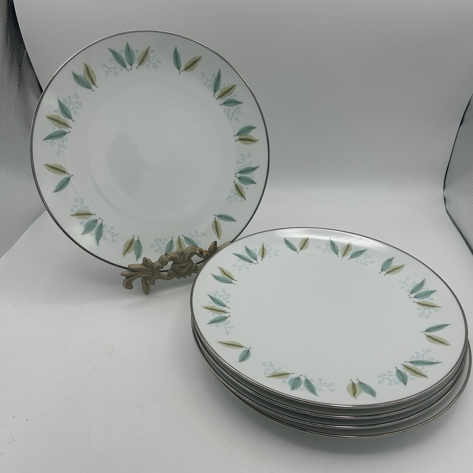 Franciscan Newport Dinner Plates Green and Yellow Leaves MCM