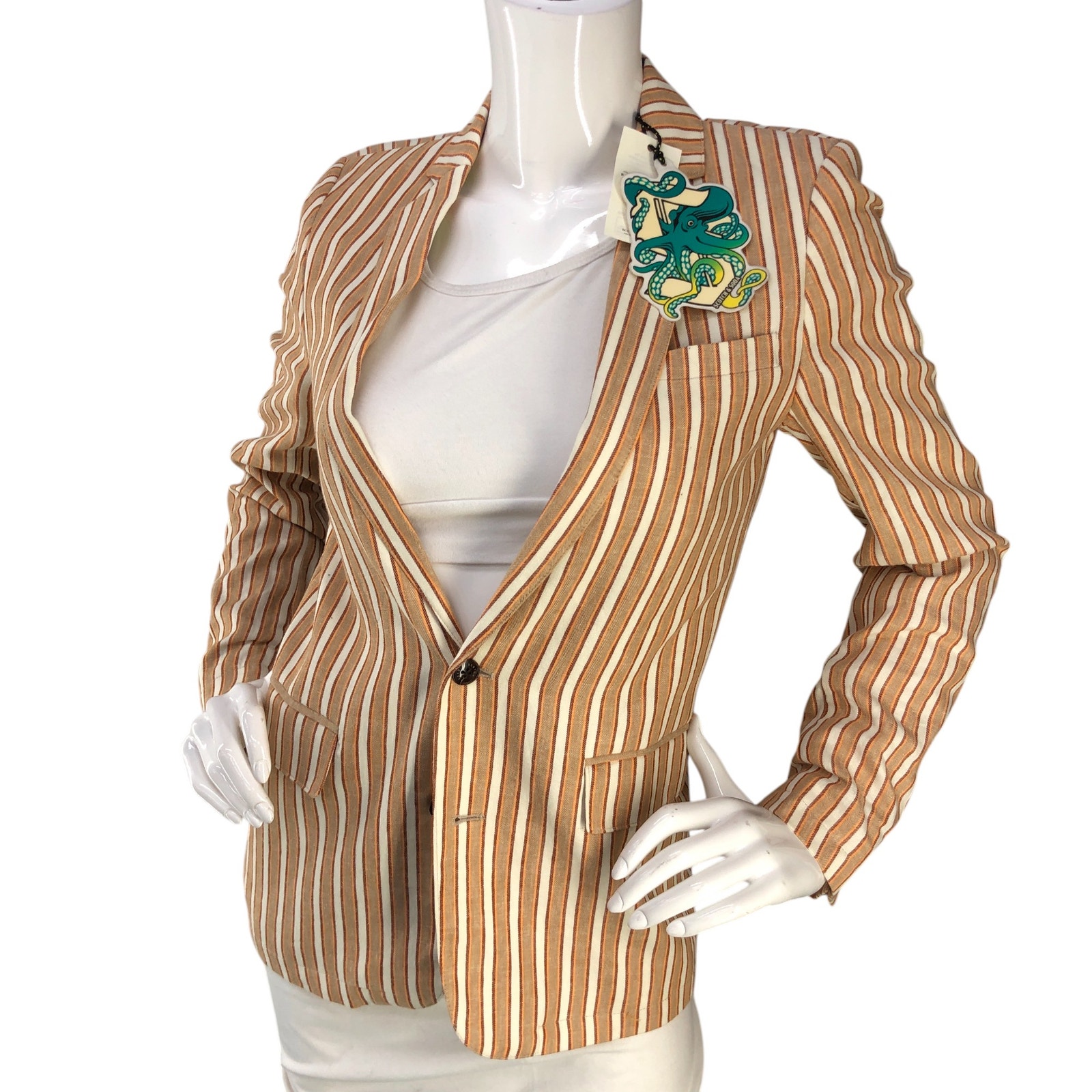 Scotch And Soda Girls Size 14 Blazer Jacket Linen Blend Striped NEW *TINY FLAW