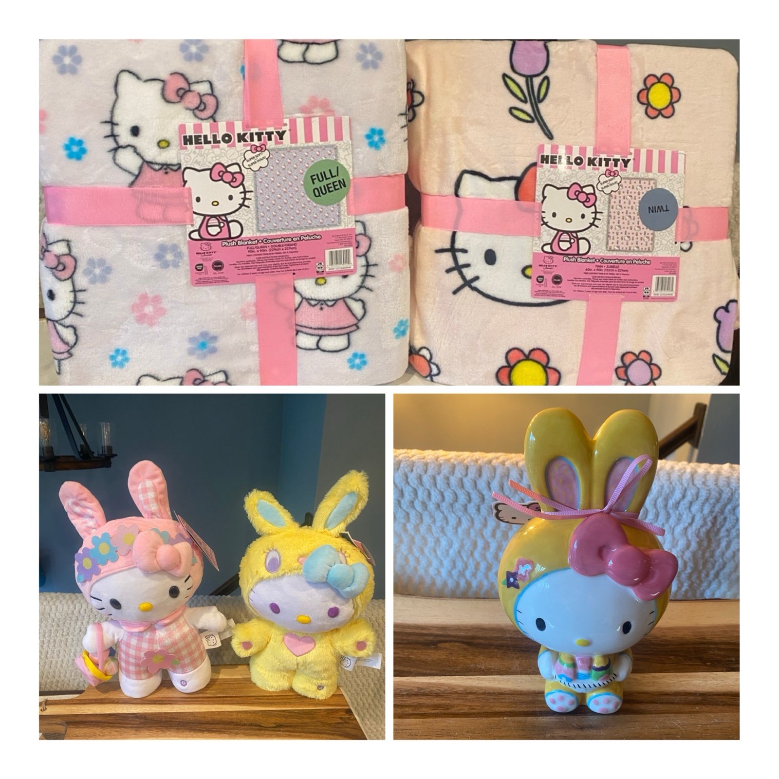 Hello Kitty Easter bundle (two blankets, two greeters, blue sky)
