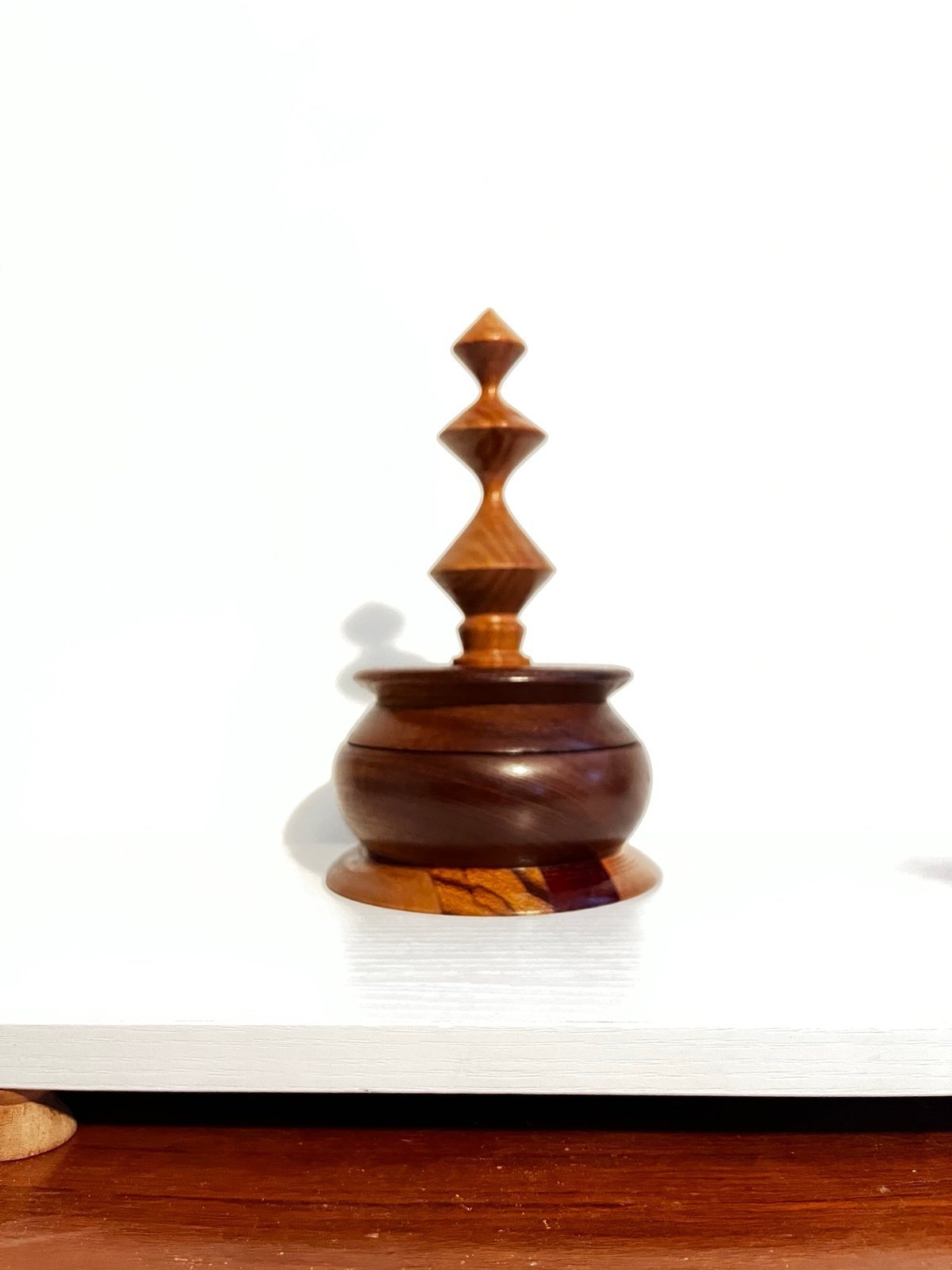 Mahogany lathe turned jewelry trinket box