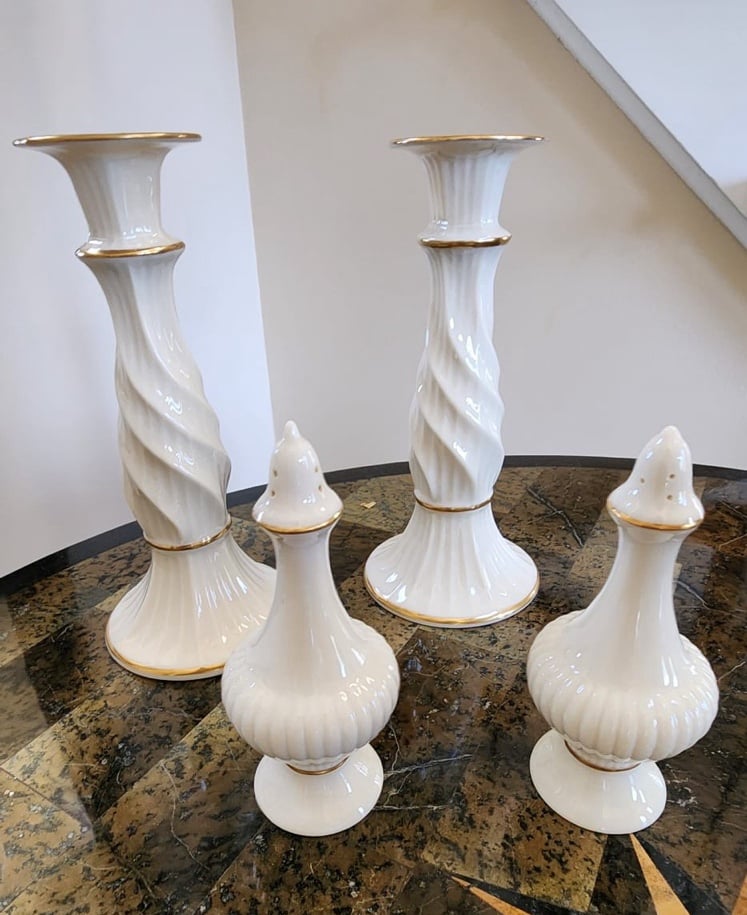 Lenox Candlesticks and Salt And Pepper Shakers