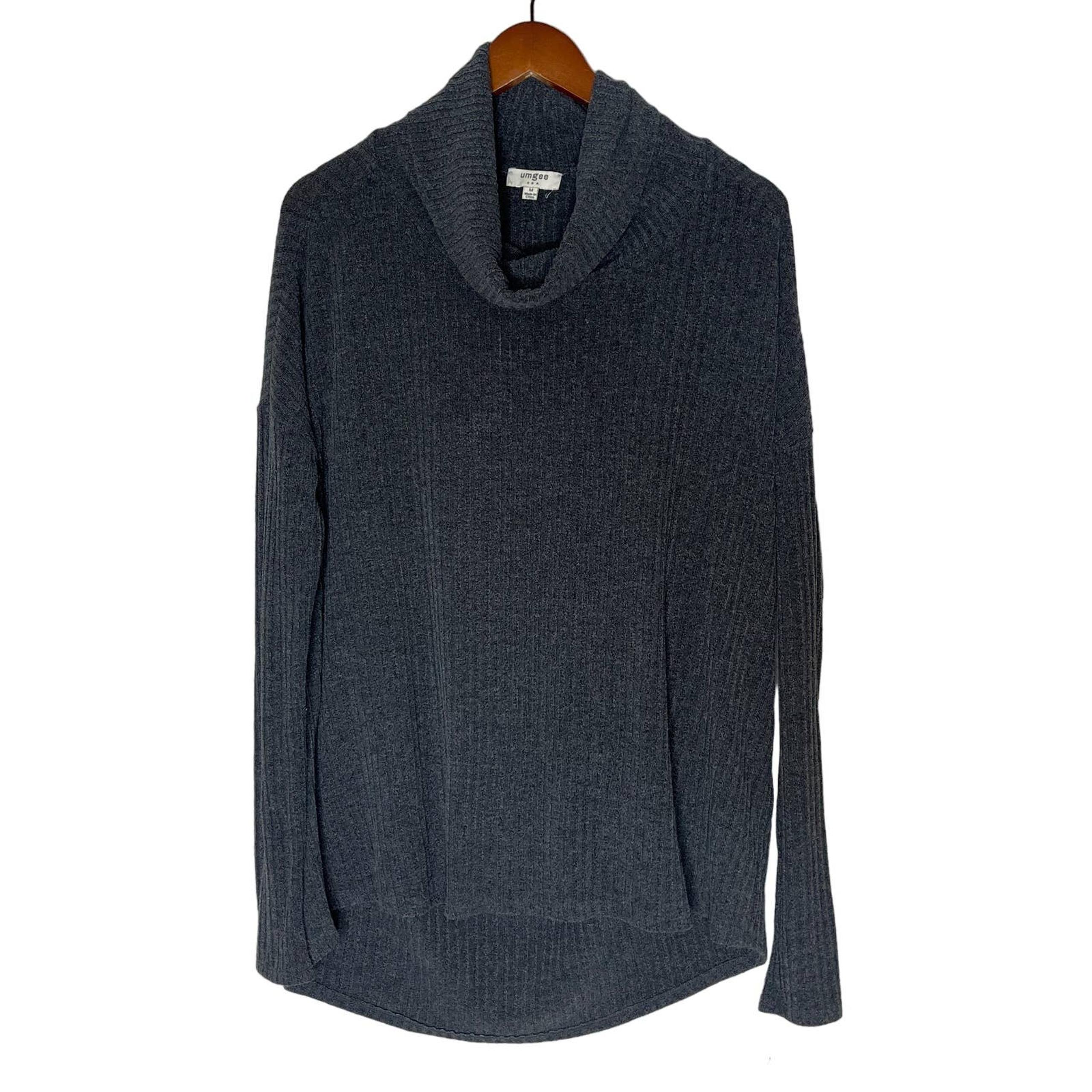 UMGEE Gray Oversized Ribbed Cowl Neck Sweater