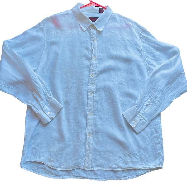 Eddie Rodriguez 100% Linen white long sleeve dress shirt size XXL