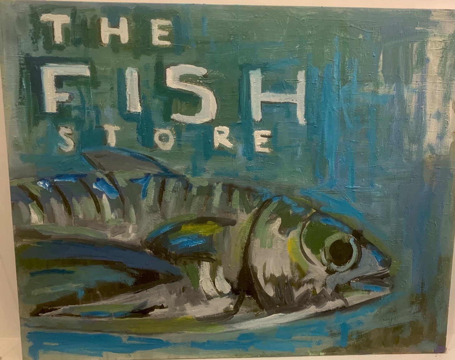 “The Fish Store”, oil on canvas by Jose Anselmo, San Francisco Artist