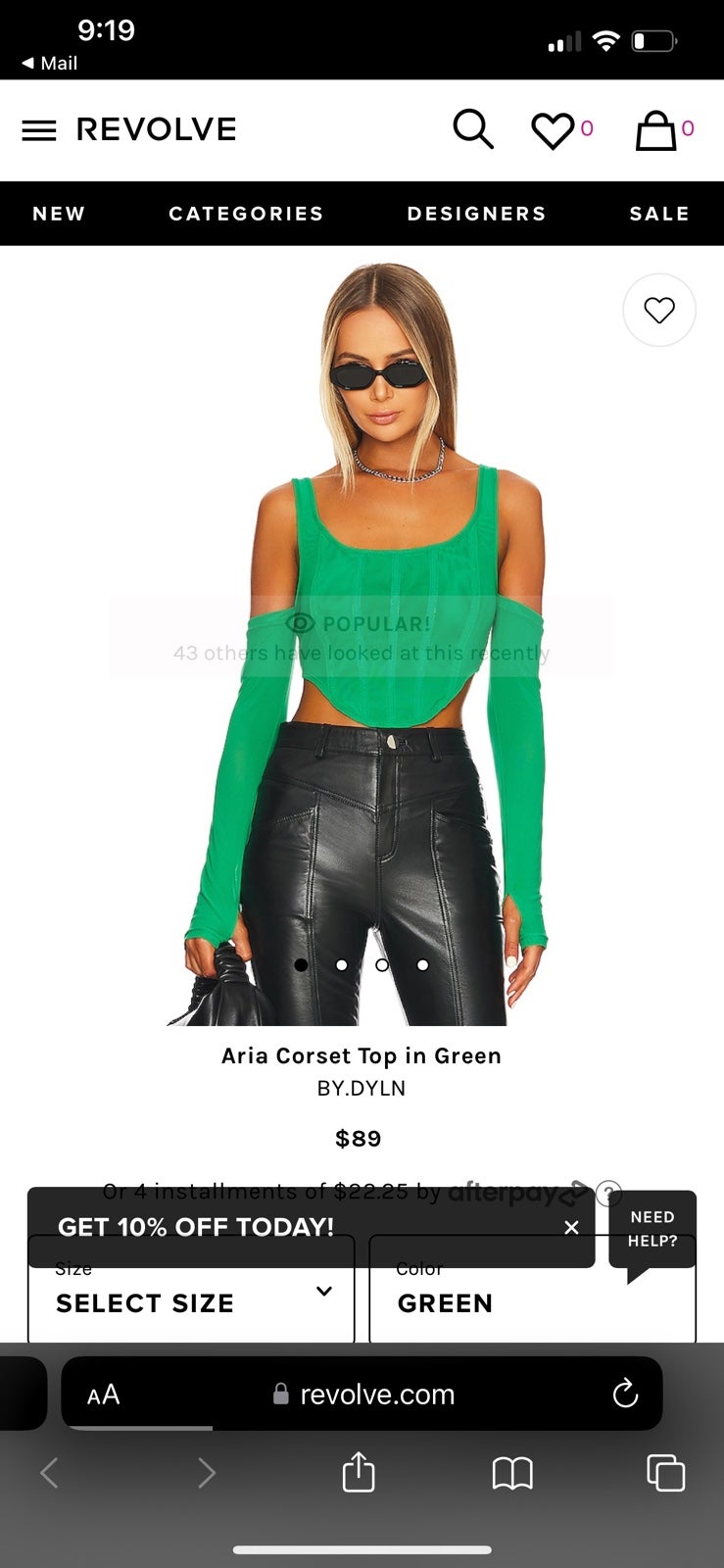 Aria Corset Top in Green - Medium
