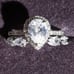 NEW 2PC/SET Silver Pear Cut Diamond Halo Wedding Ring