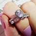 NEW 2PC/SET Silver Pear Cut Diamond Halo Wedding Ring