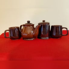 Rubel & Company Chocolate Brown Glazed Tea Pot Perfect Tea for Two
