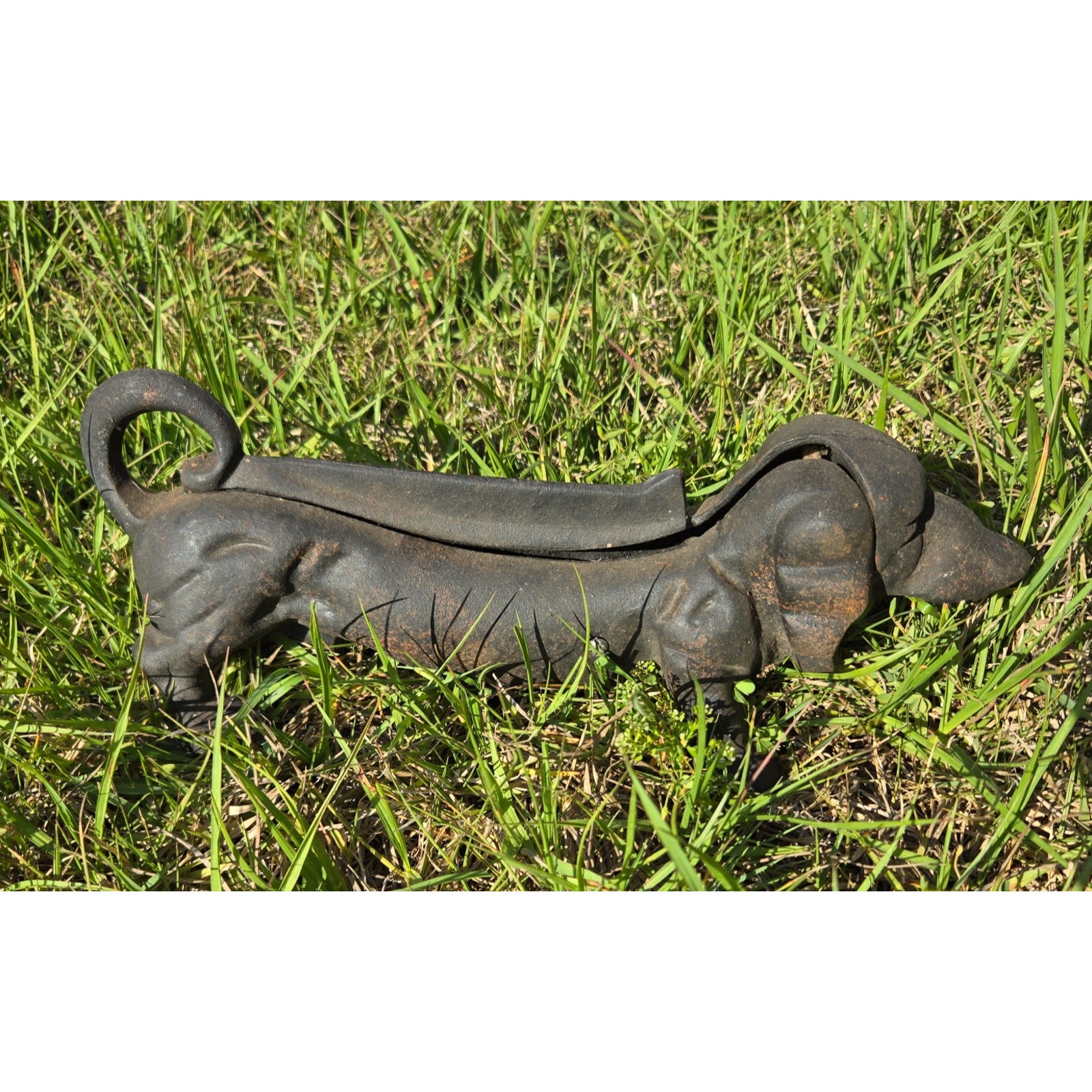 Antique Cast Iron Dachshund Weiner Dog Boot Scraper Shoe Door Stop 14