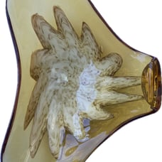 Vintage Midcentury Amber Art Glass Dish With Starburst 8.5” Murano Style