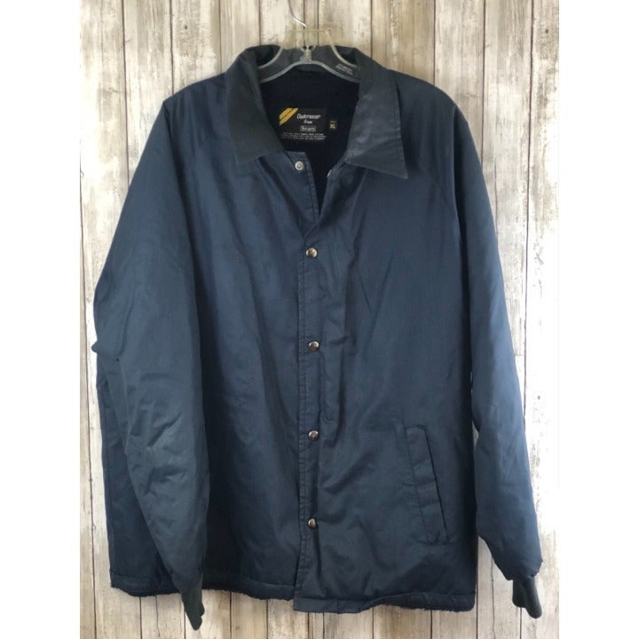 Vintage Sears Outerwear Men's Size XL Navy Blue Button Down Bomber Jacket VGC
