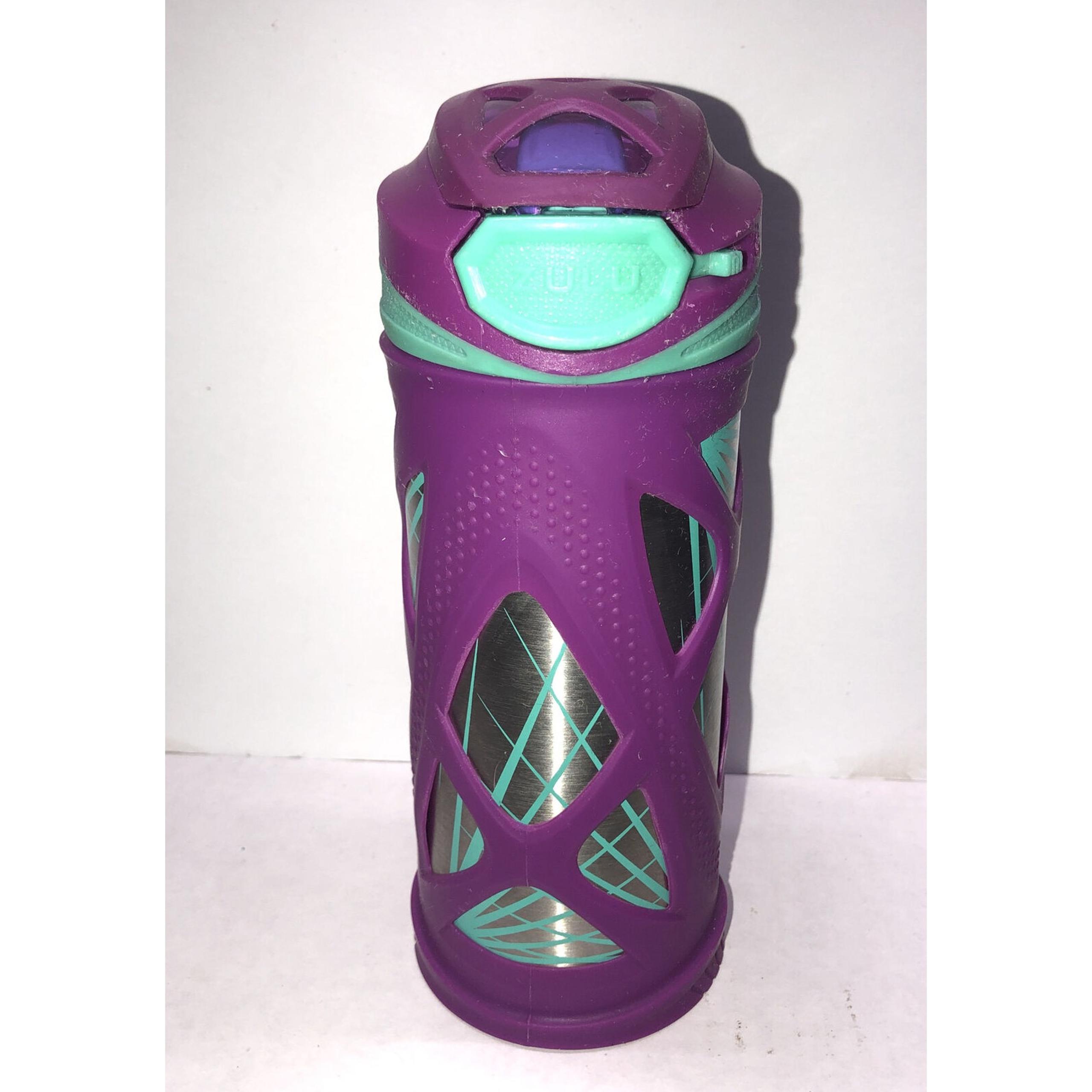 Zulu Athletics Push Button Soft Flip Spout Water Bottle Easy Grip PINK BLUE EUC
