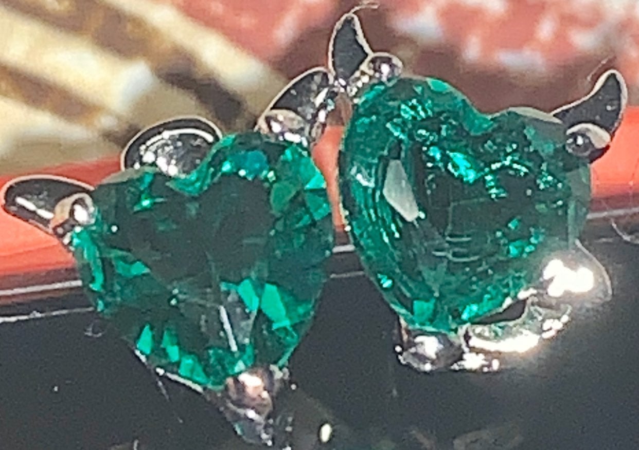 Good vs evil emerald earrings