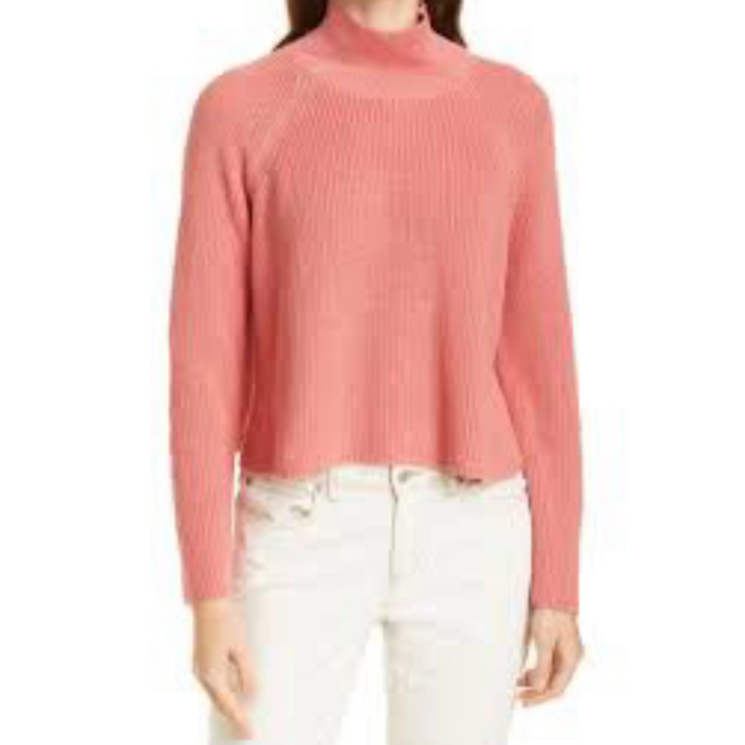 Eileen Fisher Raglan Sleeve Mock Neck Sweater in Pink - XL