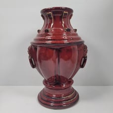 Vintage Bombay Company Burgandy Lion Ring Garden Planter Pot Vase