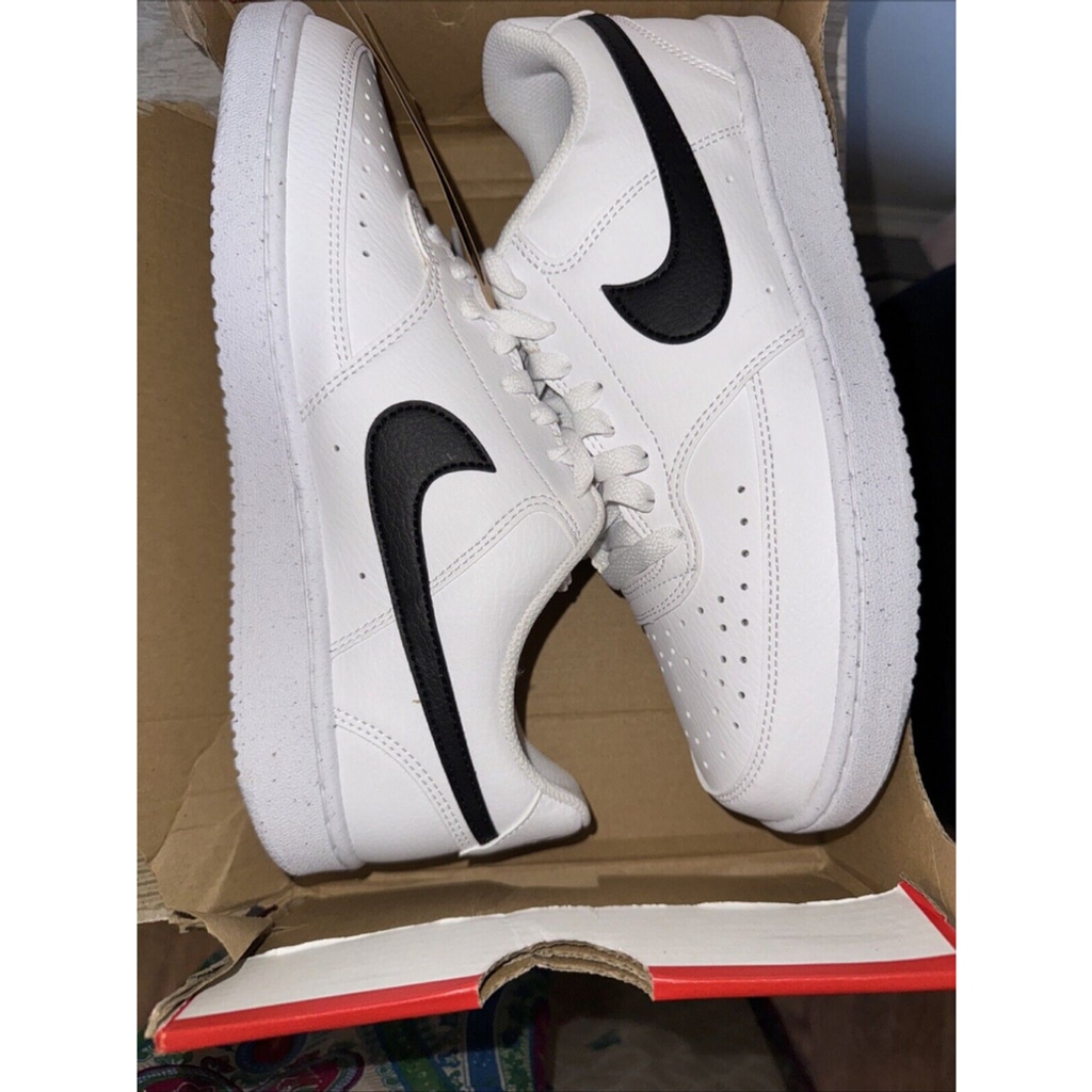 Nike Court Vision Low Sneakers - White/Black/White - 10 US Women, 8.5 Men-