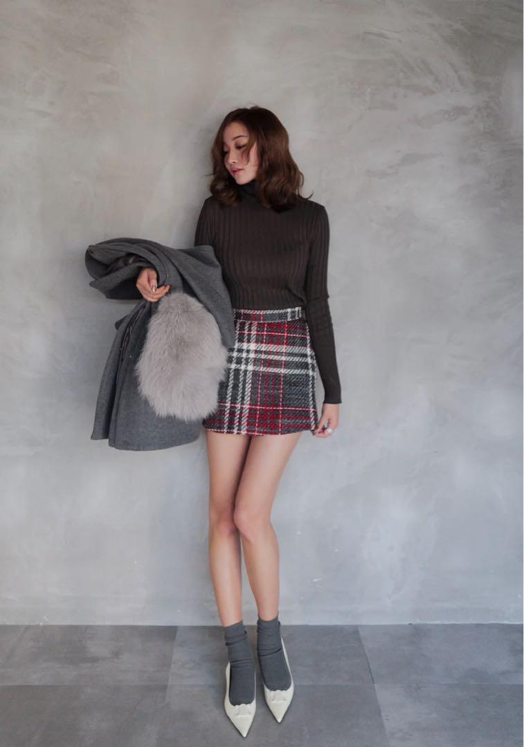 Sheller Wool Check Tweed Culottes