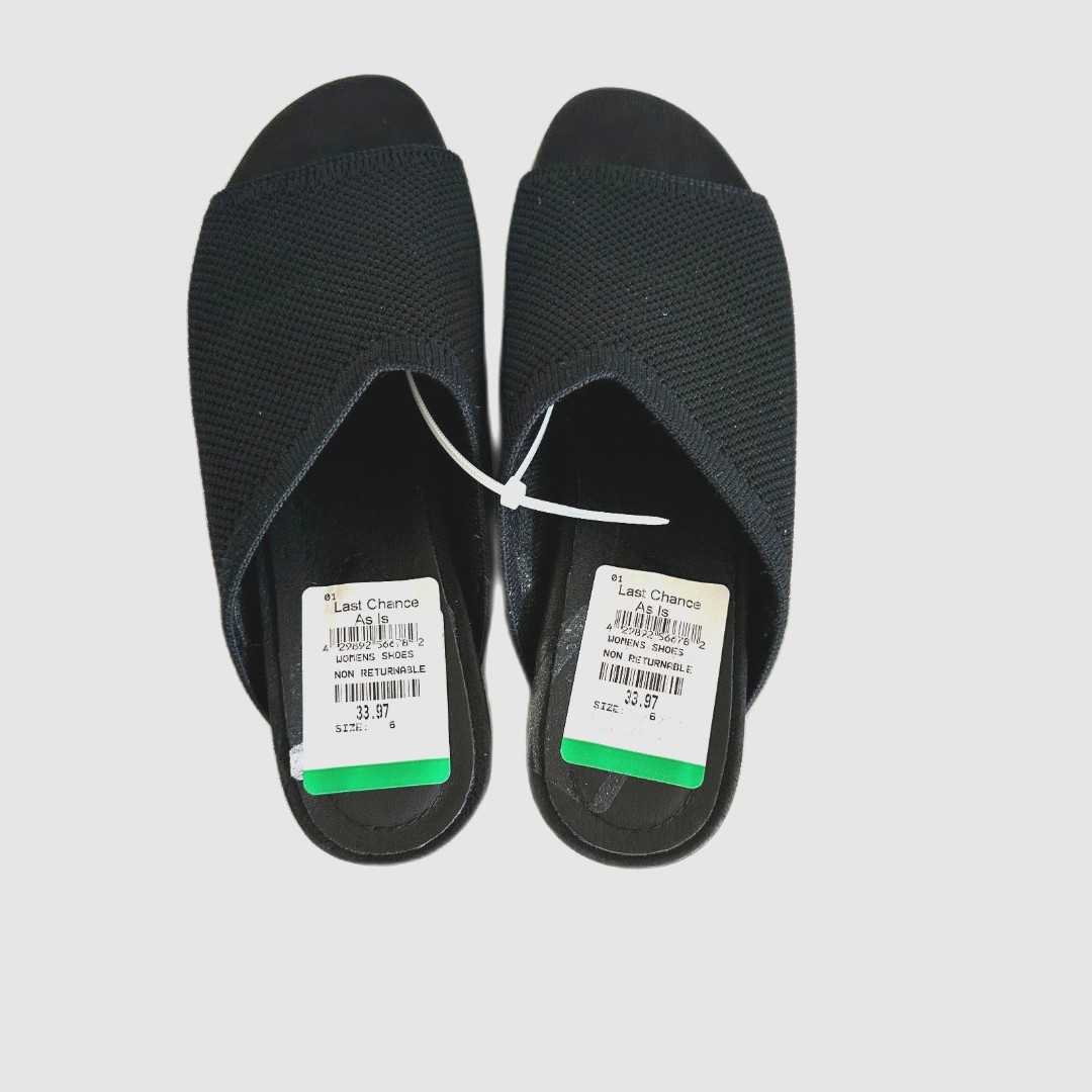 Eileen Fisher Telly Recycled Stretch Knit Wedge Sandal size 6 Black New