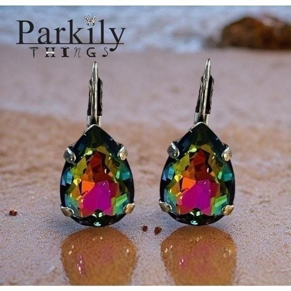 Earrings with Swarovski Crystal in medium vitrail handcrafted