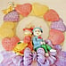 York 1995 Ceramic Easter Spring Hearts Bunnies Angel Bow 17 Wreath Wall Hanging