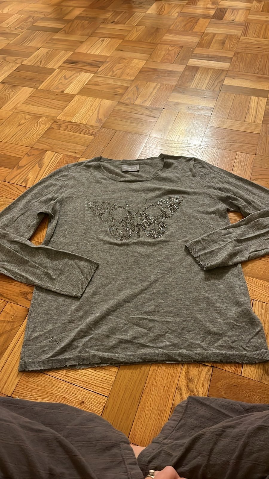 ZADIG & VOLTAIRE Gray Cashmere Butterfly Sweater Large