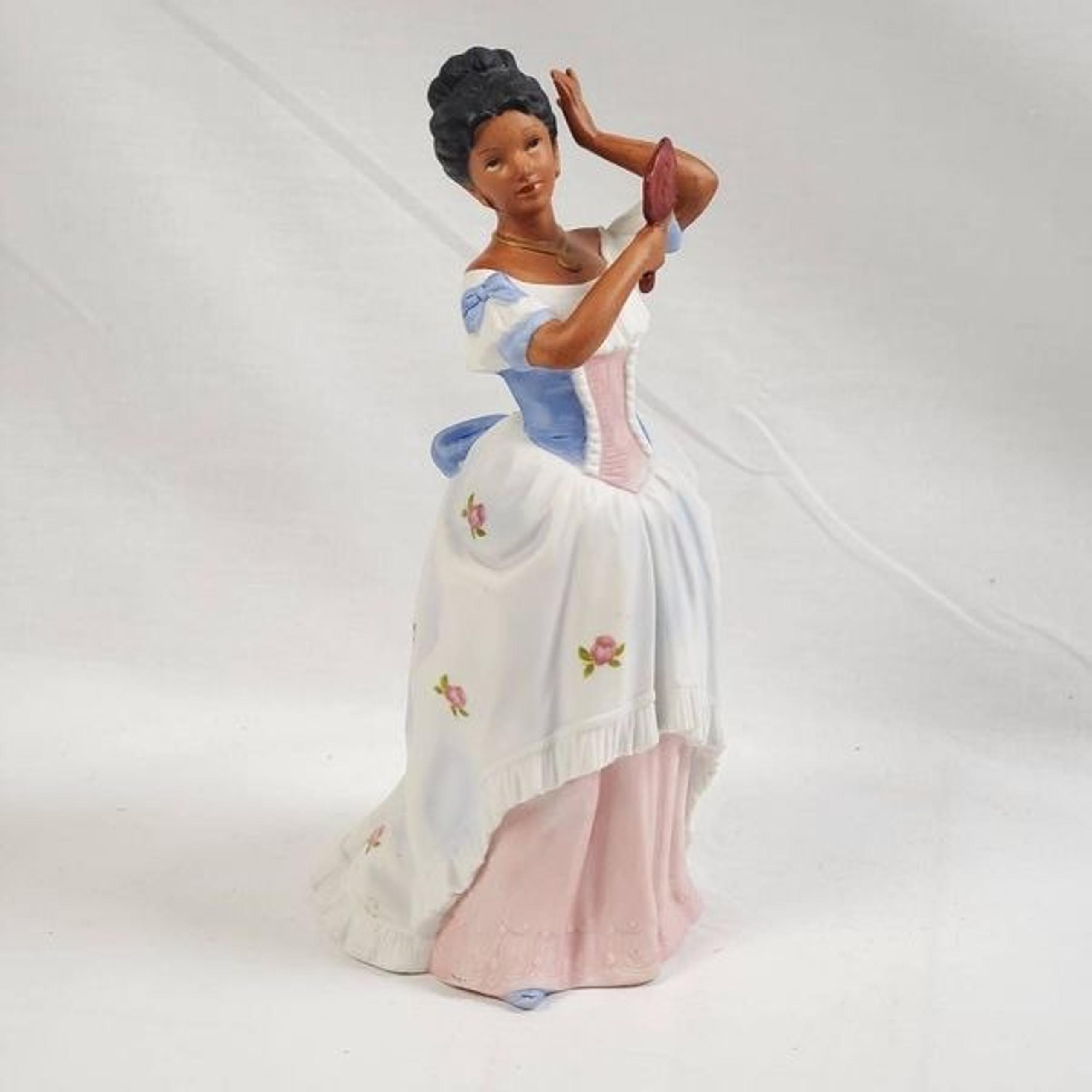 HOMCO 1431 Figurine African American Woman Holding Mirror - Hamco