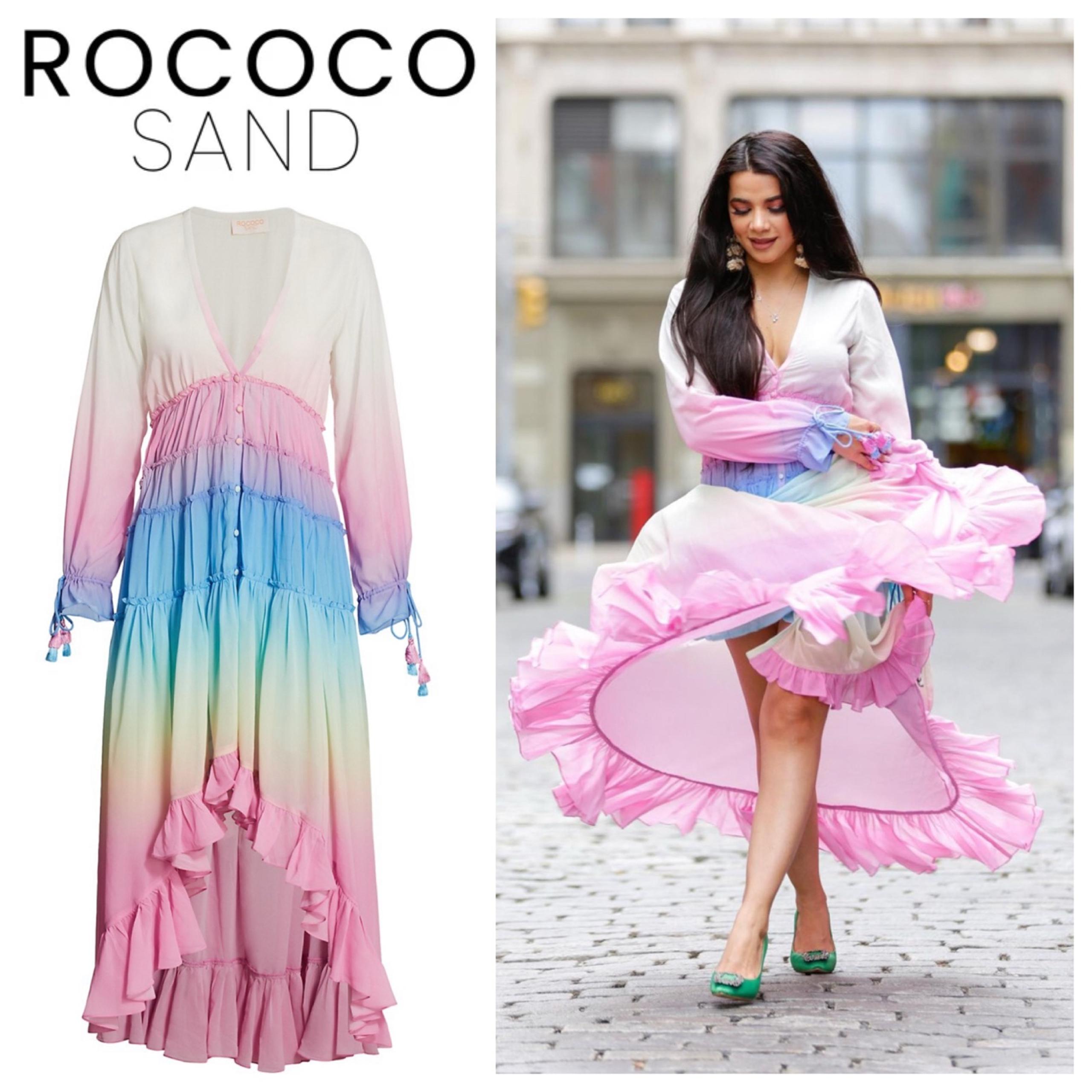ROCOCO SAND Gradient Georgette High-Low Dress